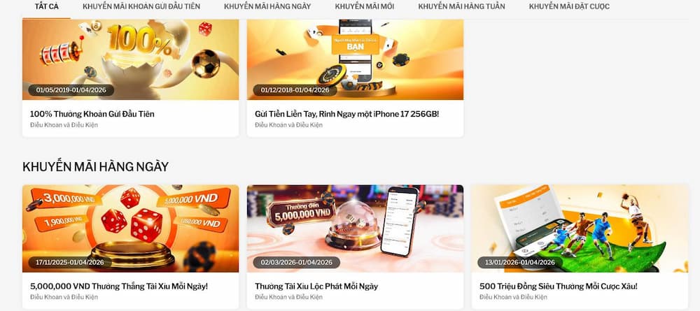 Khuyến mãi 8xbet mới nhất 2026 2 Giao diện trang khuyến mãi 8xbet